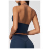 Custom Yoga Vest|Wholesale Halter-neck deep-V sports bra with open-back design for shaping fitness