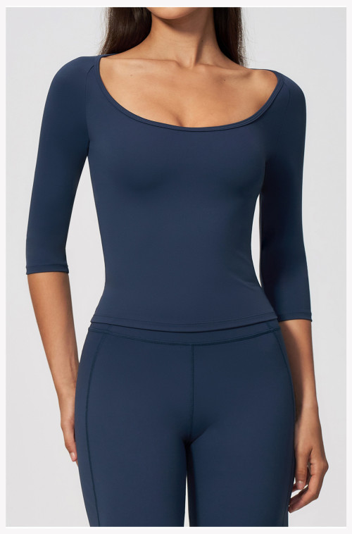 Custom long-sleeved sweatshirt |Wholesale Athletic Elbow-Length Sleeve Top Pilates Yoga Fitness Wear