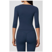 Custom long-sleeved sweatshirt |Wholesale Athletic Elbow-Length Sleeve Top Pilates Yoga Fitness Wear