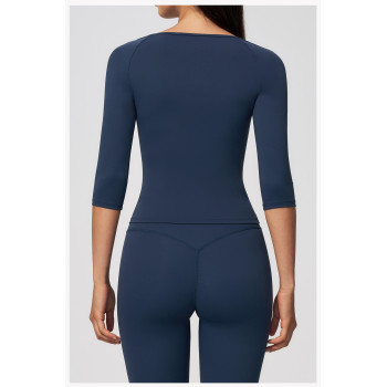 Custom long-sleeved sweatshirt |Wholesale Athletic Elbow-Length Sleeve Top Pilates Yoga Fitness Wear
