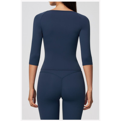 Custom long-sleeved sweatshirt |Wholesale Athletic Elbow-Length Sleeve Top Pilates Yoga Fitness Wear