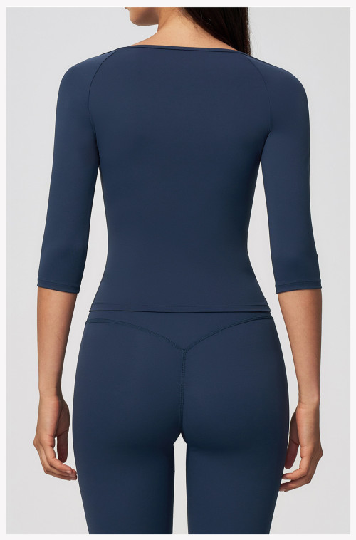 Custom long-sleeved sweatshirt |Wholesale Athletic Elbow-Length Sleeve Top Pilates Yoga Fitness Wear