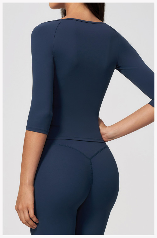 Custom long-sleeved sweatshirt |Wholesale Athletic Elbow-Length Sleeve Top Pilates Yoga Fitness Wear