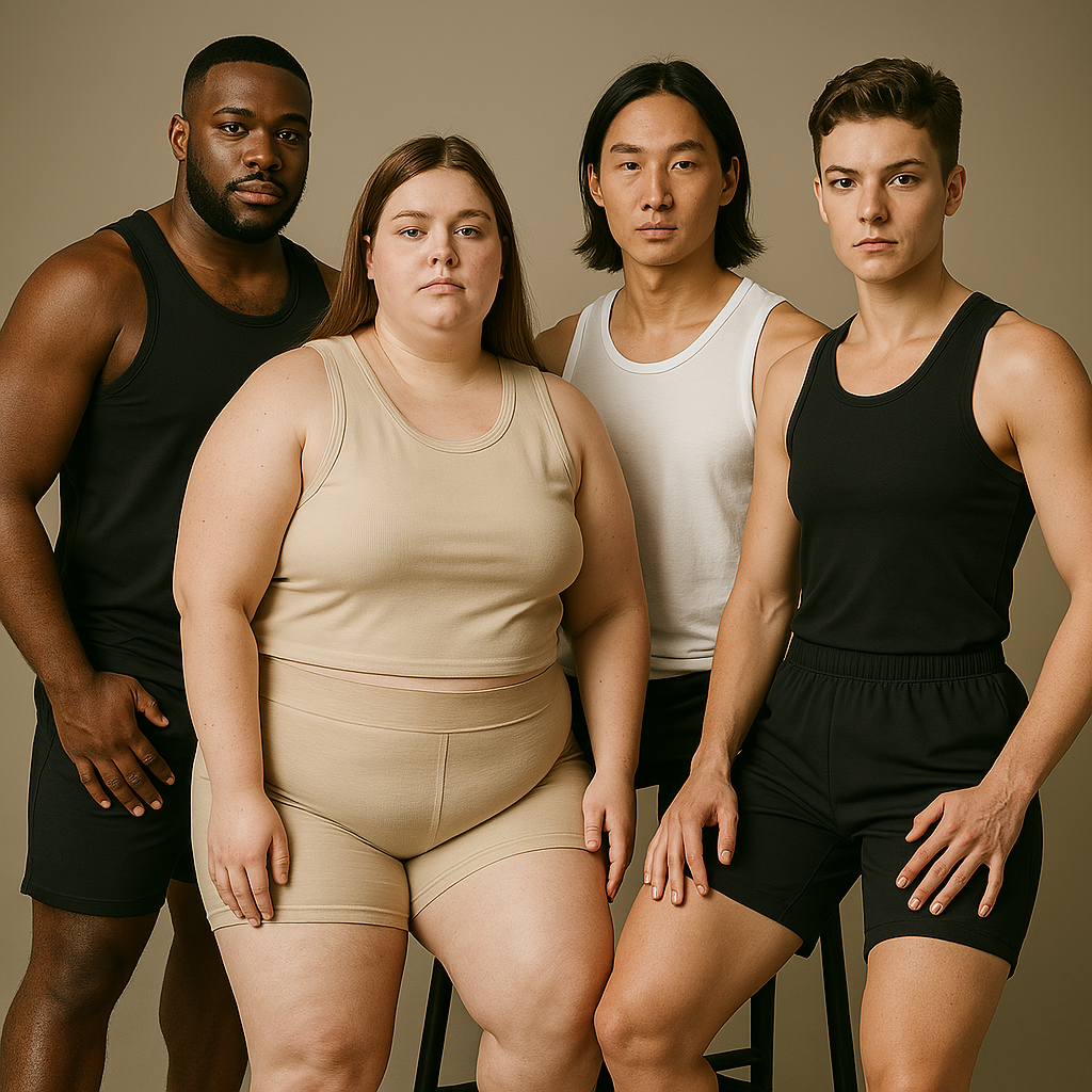 inclusive activewear models in unisex apparel