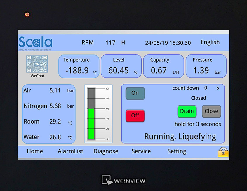 HMI_touch_screen_of_liquid_nitrogen_generator