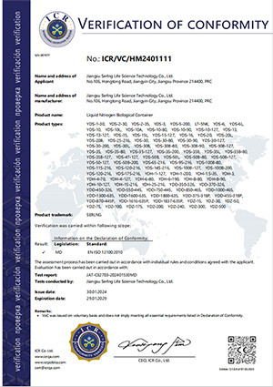 Certificado CE para contenedores de nitrógeno líquido