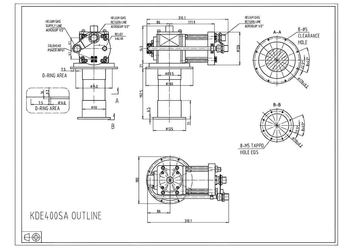 GA_Drawing KD400SA_GM cryocooler_GM Coldhead_cryocooler_KD400SA 77K