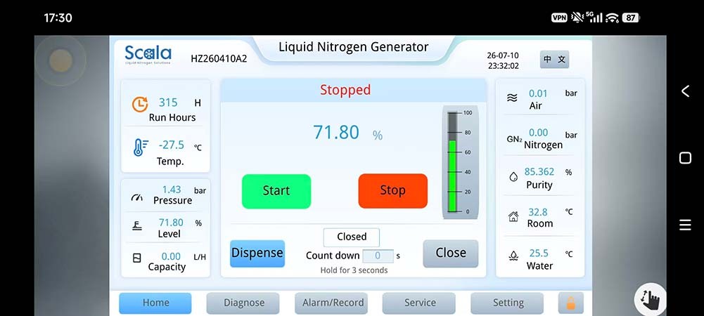 liquid nitrogen generator_remote monitor & operation system_Scala