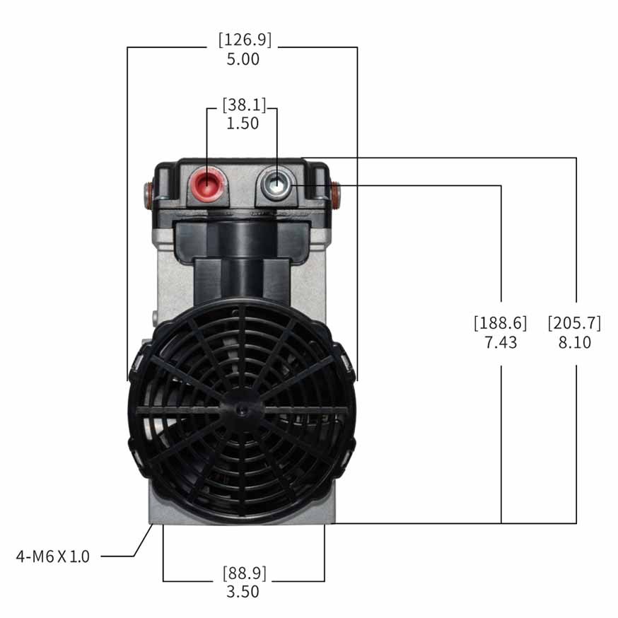 GAST 88R Oil-less compressor dimension