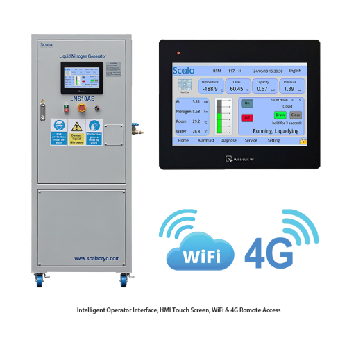 Générateur d'azote liquide sur site, pureté 99,999%, 10L/jour, PLC, écran IHM, WiFi 4G, générateur LN2