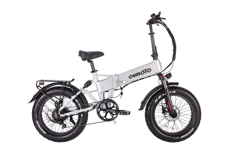Gray Fat Tire Folding Ebike