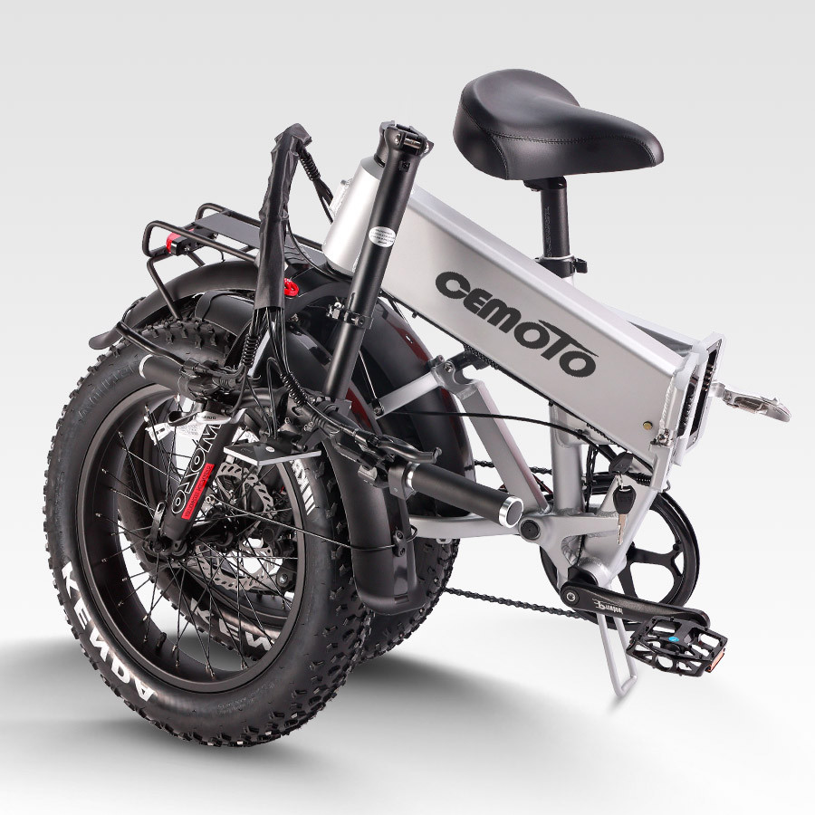 Folded Cemoto electric bike with fat tires