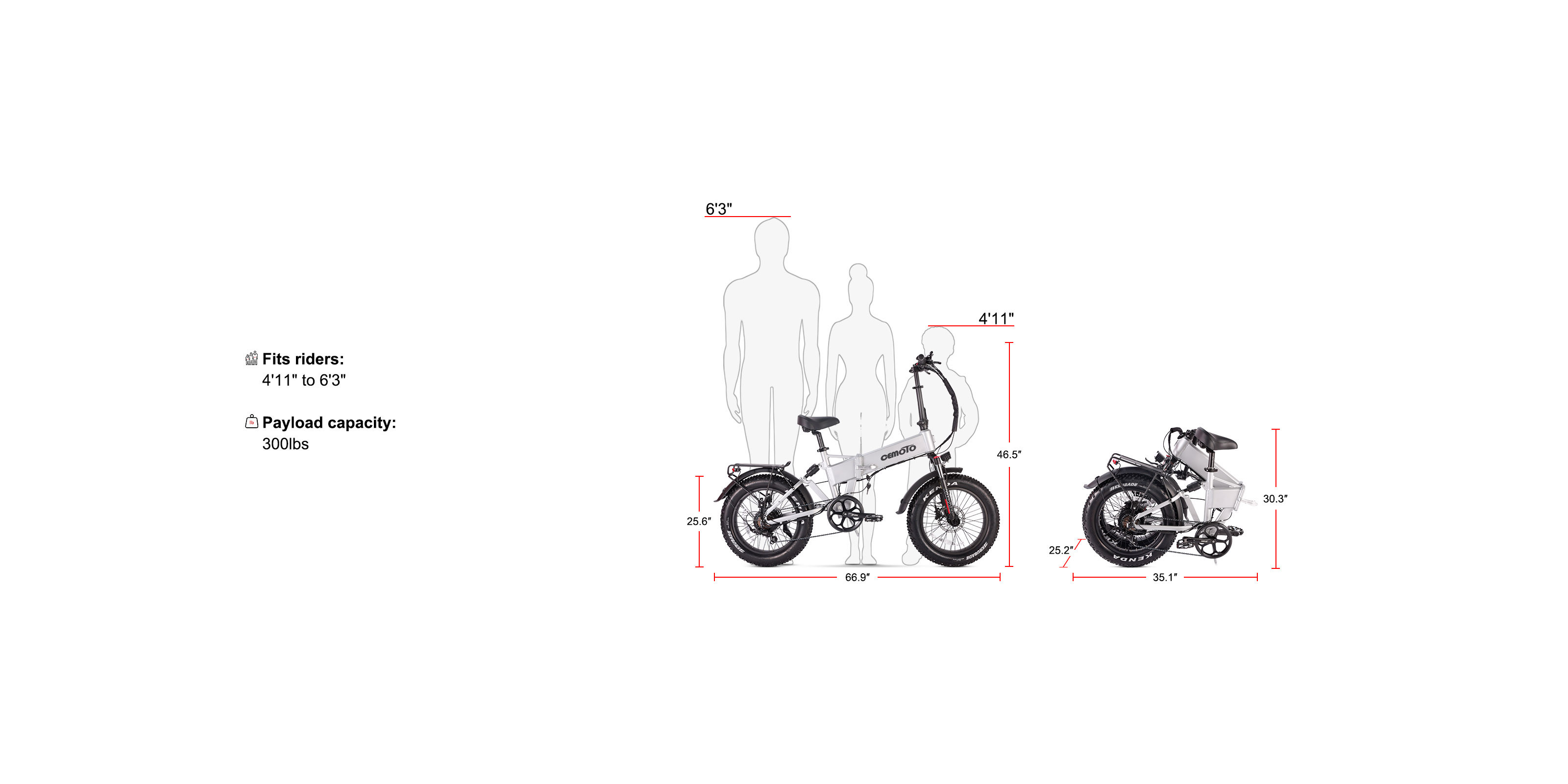 Electric folding bike size