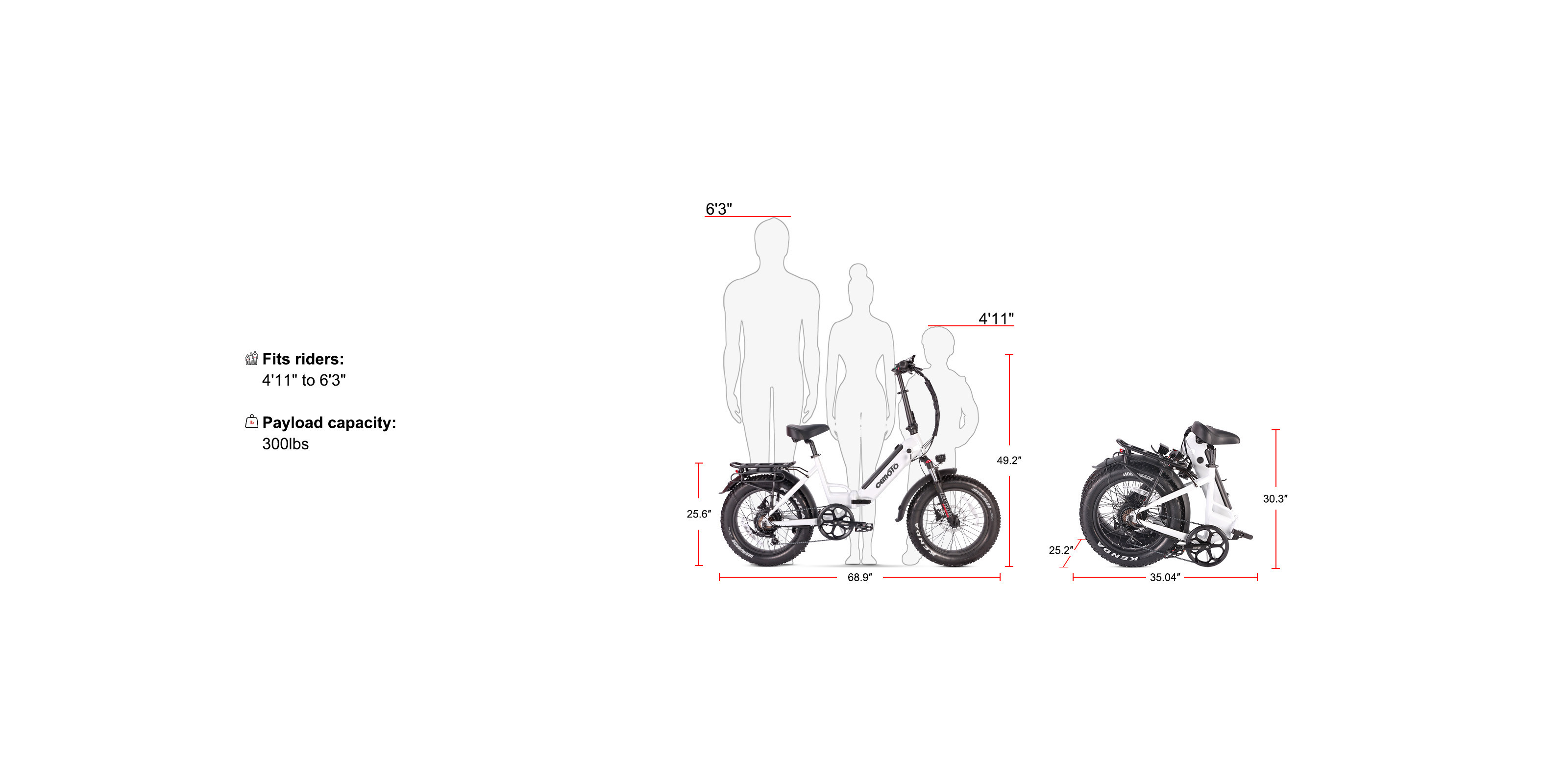 Electric folding bike size