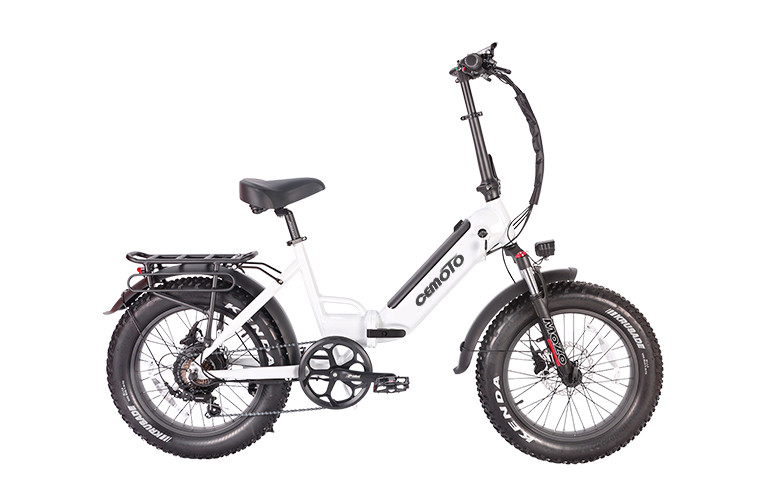 White Fat Tire Folding Ebike