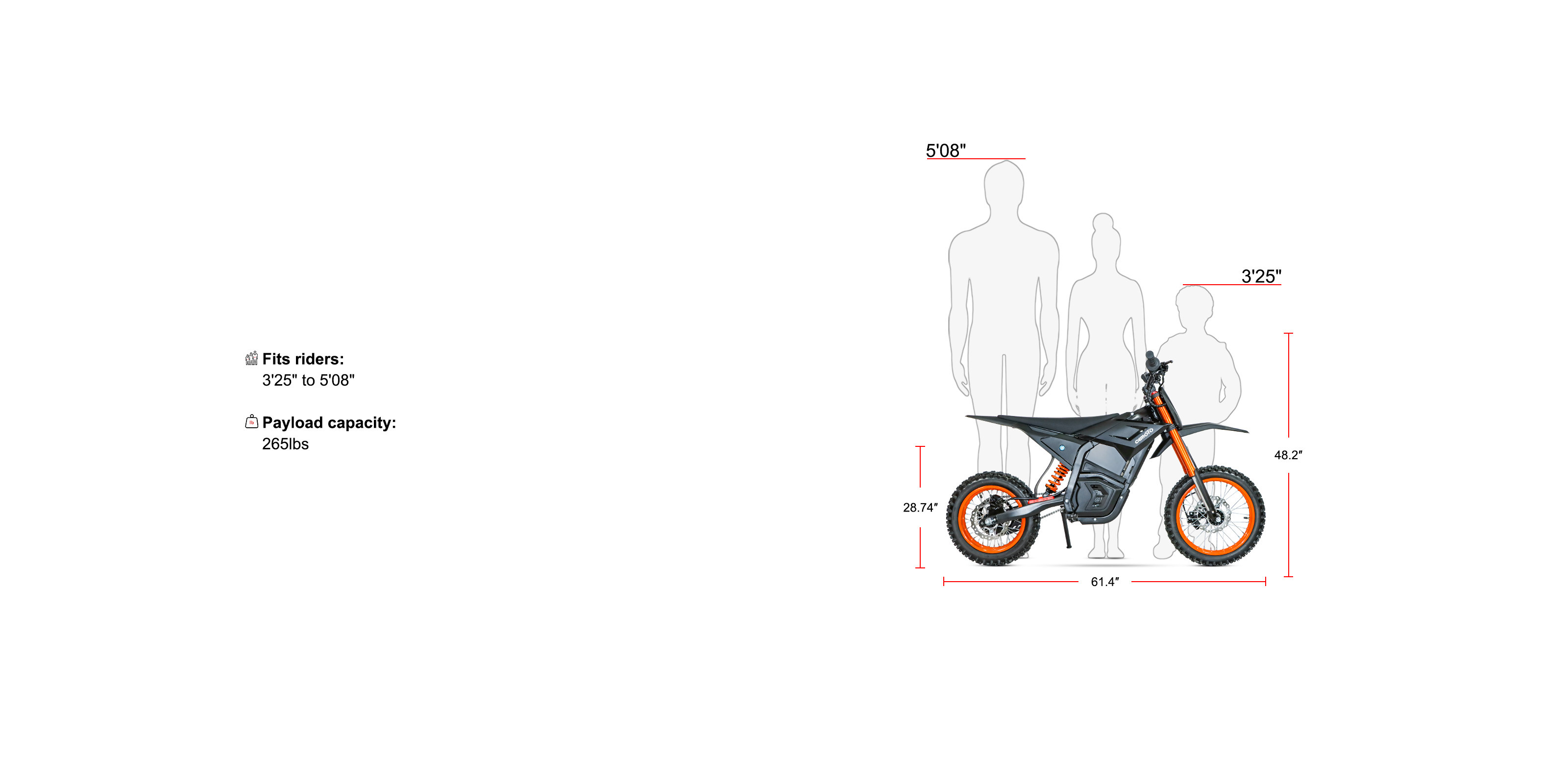  Mini Electric Drity bike Size