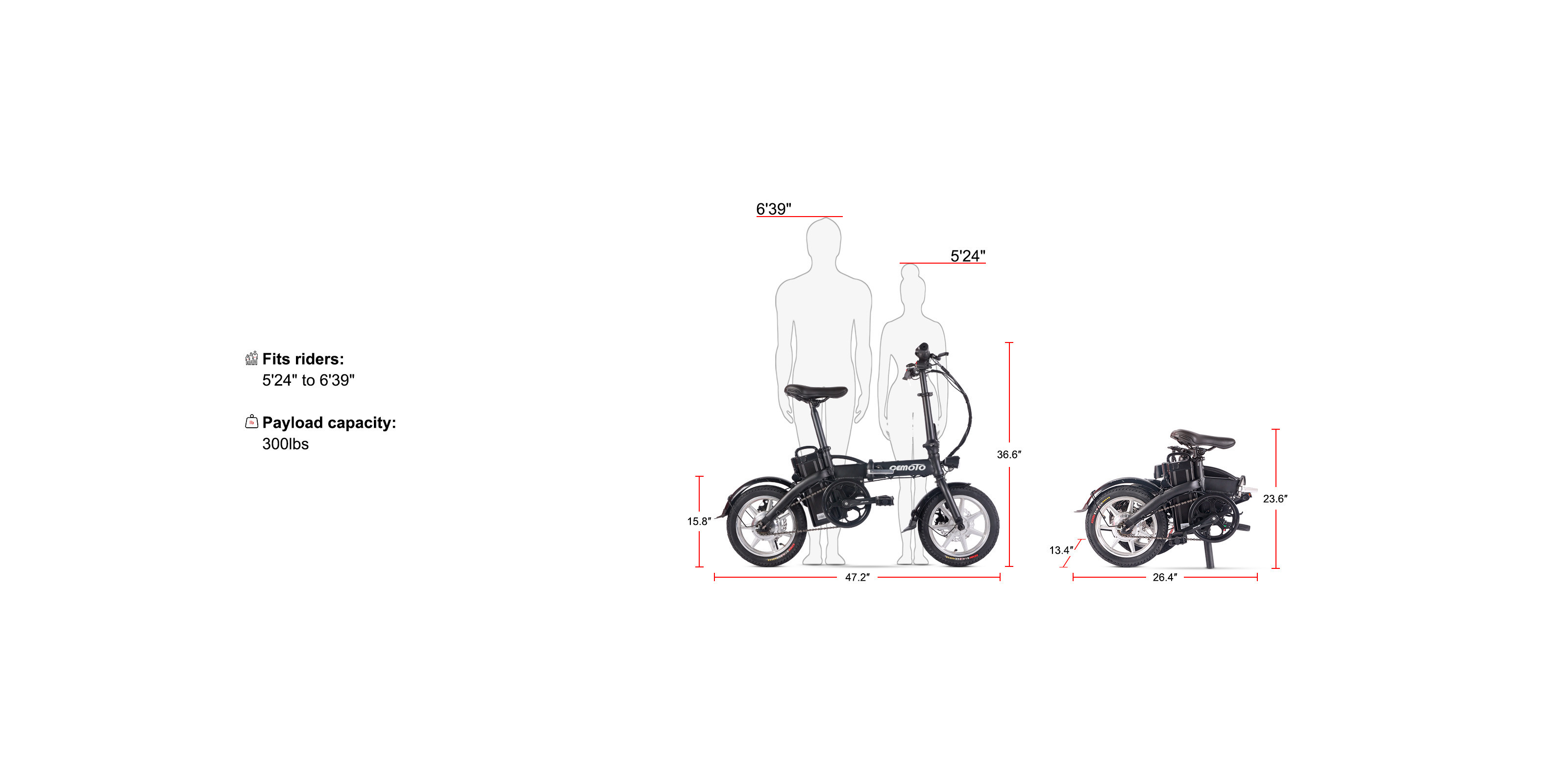 Electric folding bike size