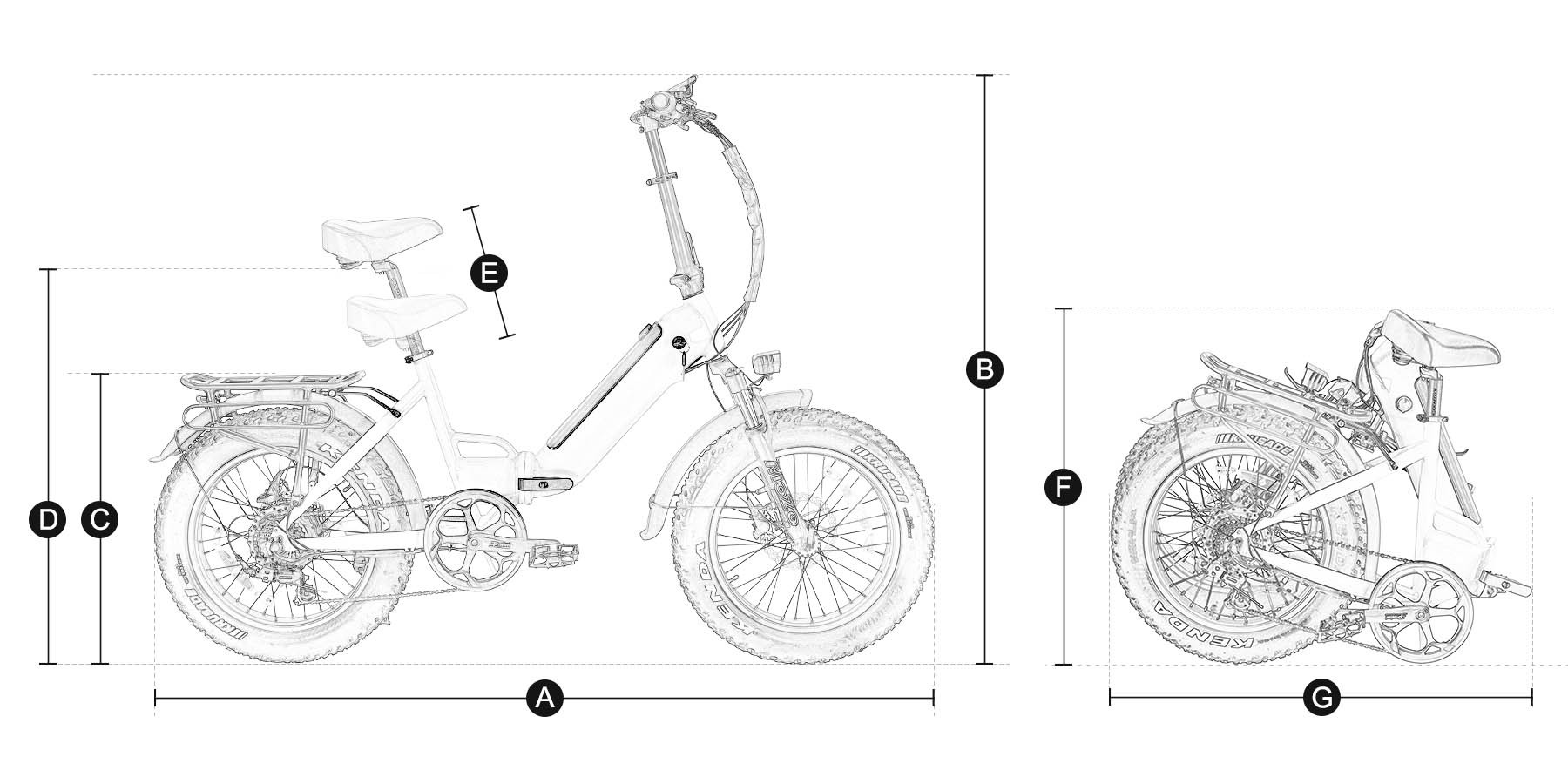 Electric folding bike size