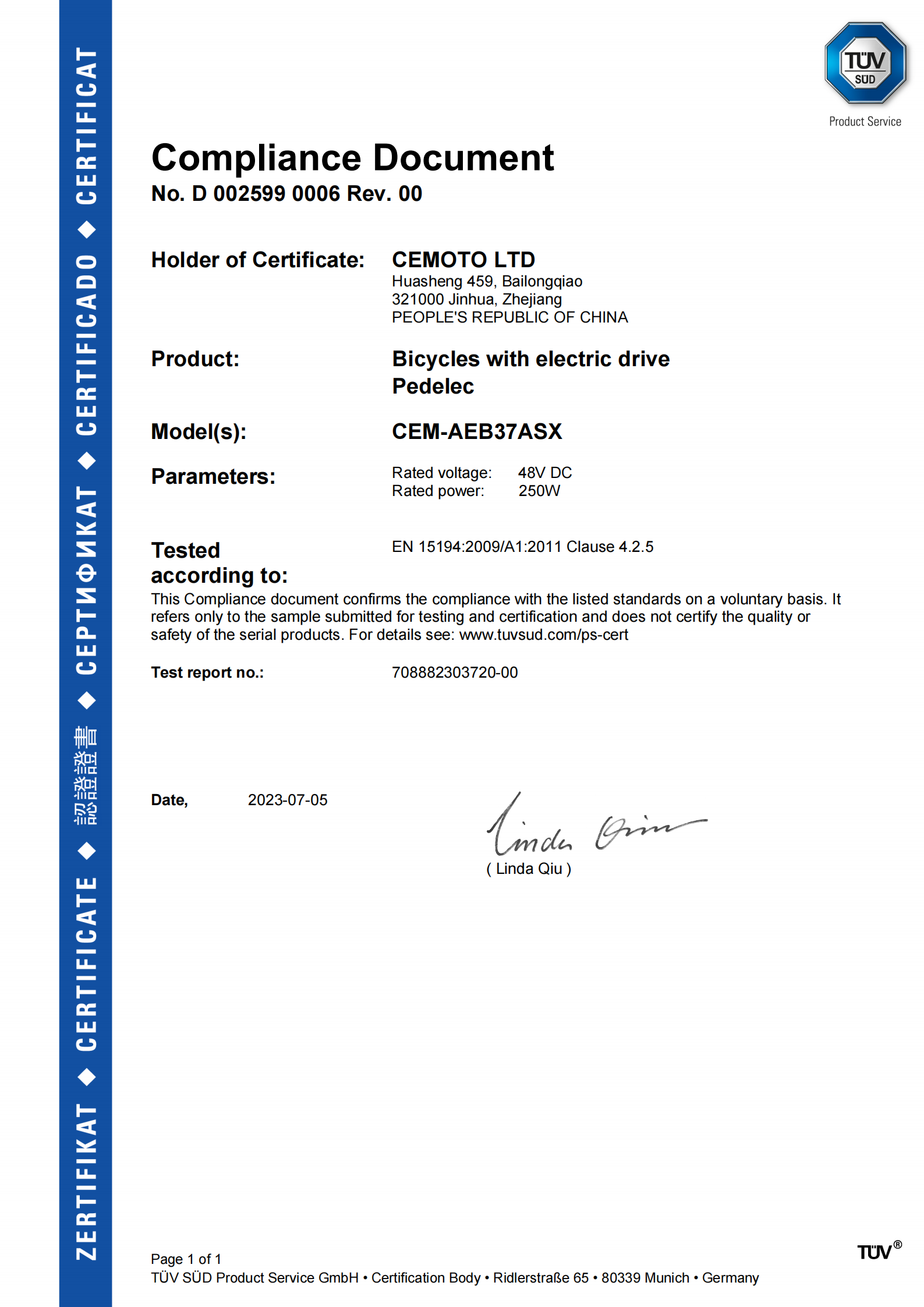 TÜV Certification