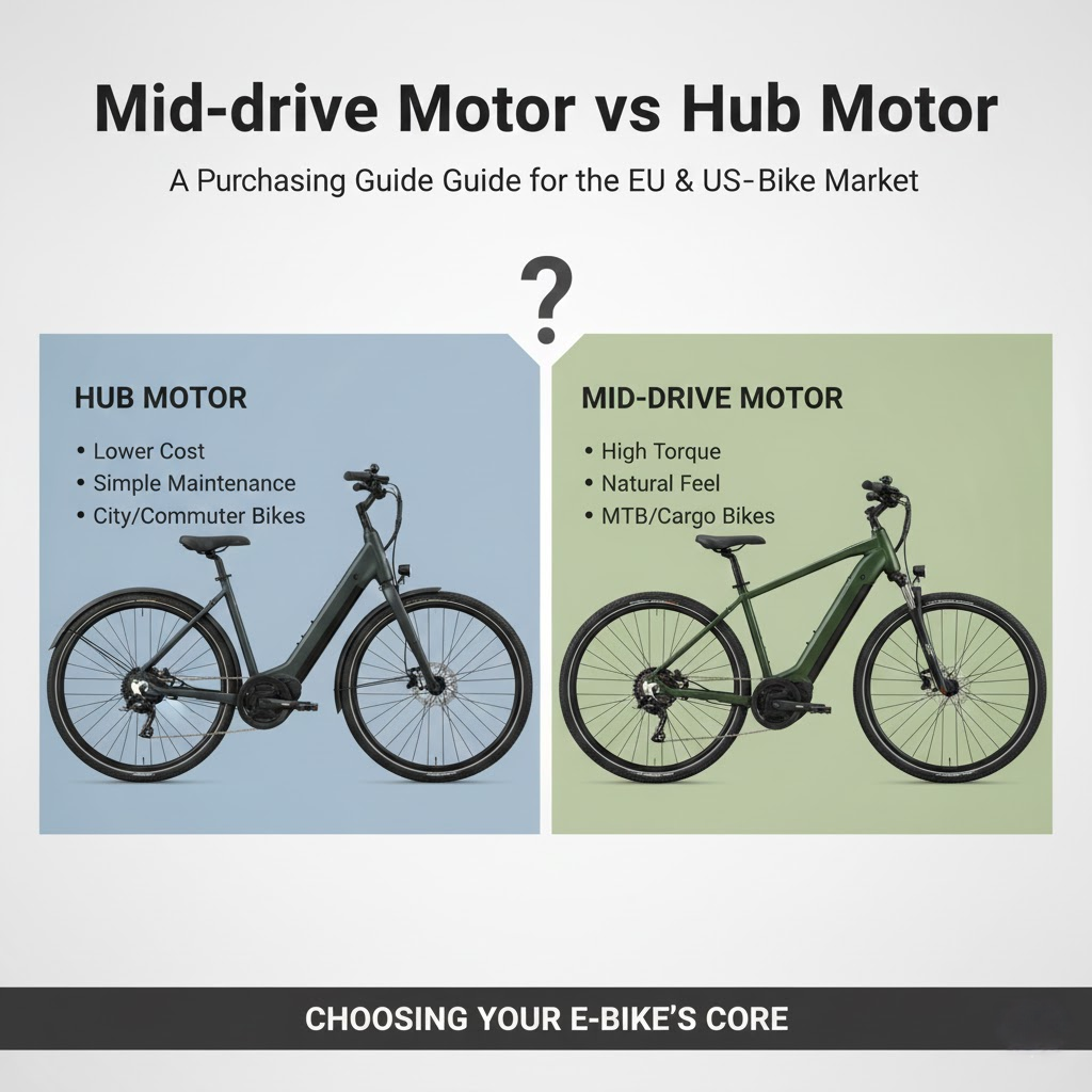Mid-drive Motor vs Hub Motor: A Purchasing Guide for the EU & US E-Bike Market