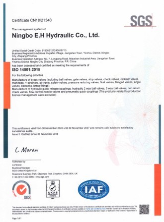 ISO 14001 certificate