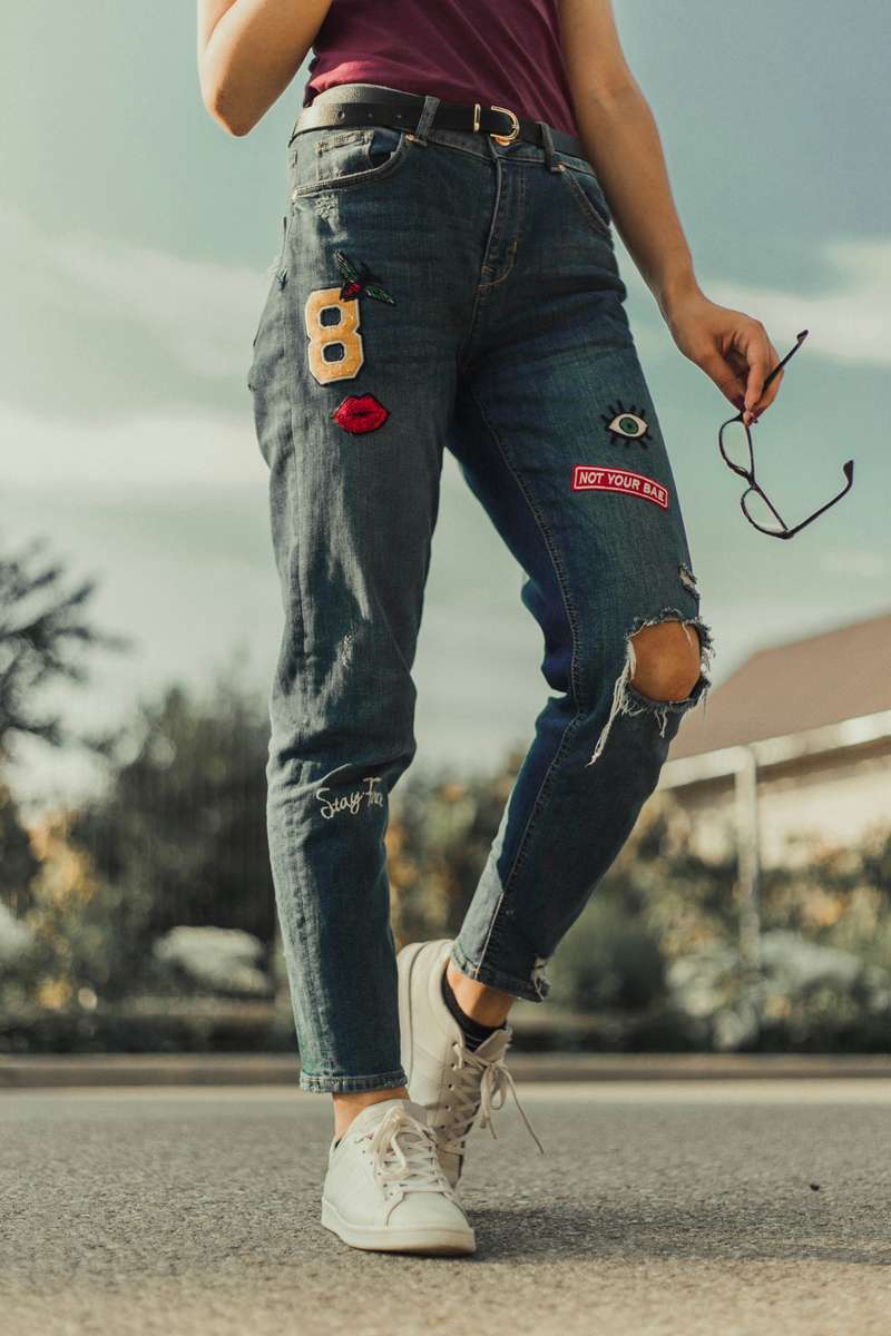 Embroidered jeans streetwear case