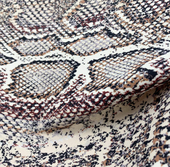 Printed fabric, snake print fabric, nylon plain 4-way stretch soft multicolor printed fabric.