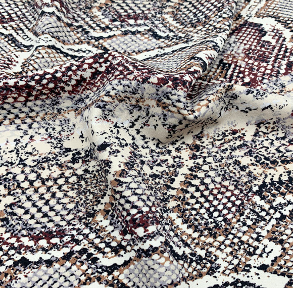 Printed fabric, snake print fabric, nylon plain 4-way stretch soft multicolor printed fabric.