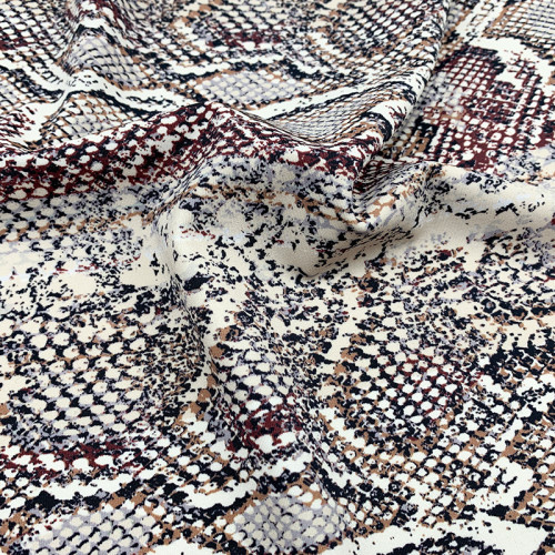 Printed fabric, snake print fabric, nylon plain 4-way stretch soft multicolor printed fabric.