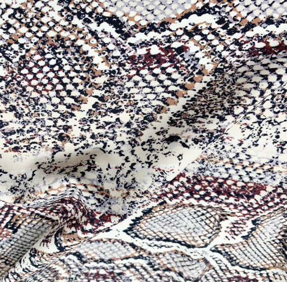 Printed fabric, snake print fabric, nylon plain 4-way stretch soft multicolor printed fabric.