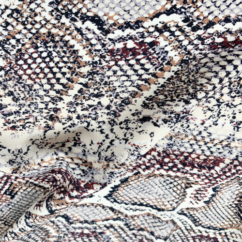 Printed fabric, snake print fabric, nylon plain 4-way stretch soft multicolor printed fabric.