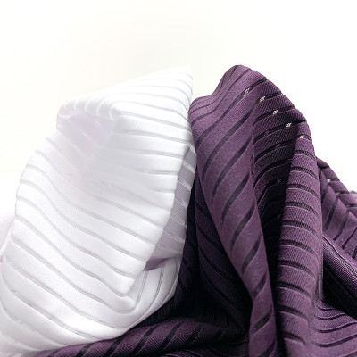 Weft-Striped Polyester Spandex Fabric – Lightweight 120–130 GSM, 60