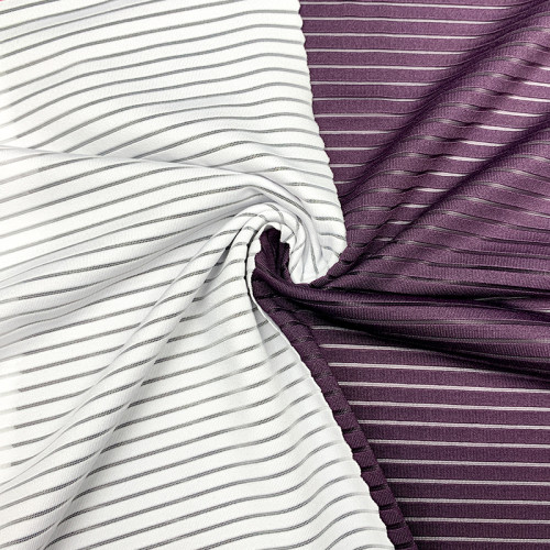 Weft Striped Polyester Spandex Fabric Lightweight 120–130 GSM 60" Width