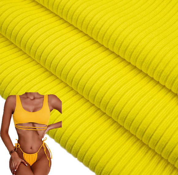 Heavyweight Polyester Spandex Rib Knit Fabric – 300 GSM, 140cm Width