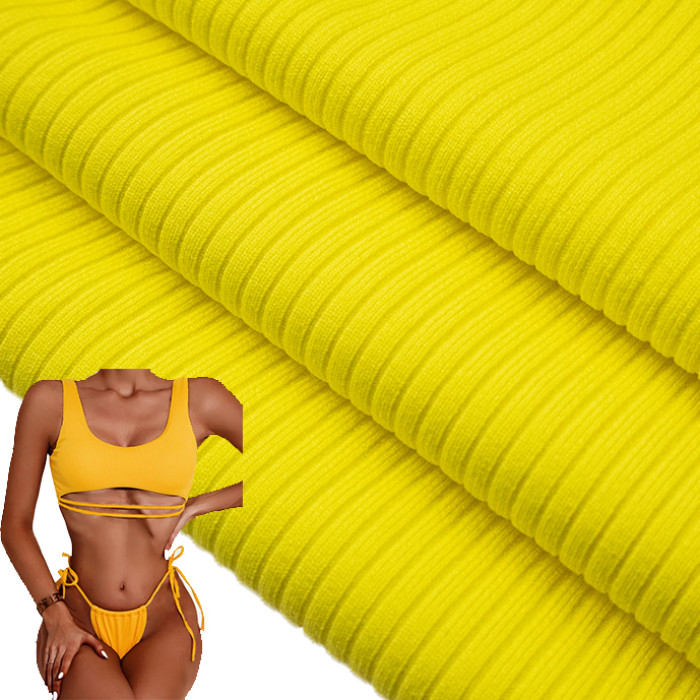 Heavyweight Polyester Spandex Rib Knit Fabric – 300 GSM, 140cm Width
