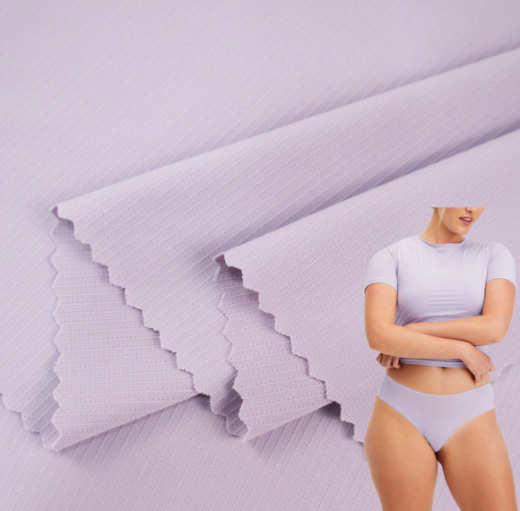 Fine Stripe Nylon Spandex Fabric – 170 GSM, 13% Spandex, Soft & Breathable Lingerie Fabrics