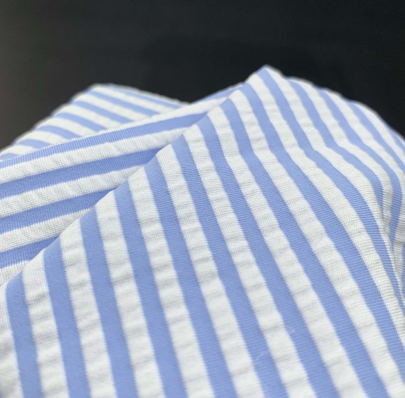 Nylon Polyester Stripe Bubble Crinkle Swimwear Fabric 230gsm 147cm