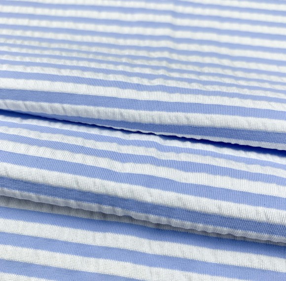Nylon Polyester Stripe Bubble Crinkle Swimwear Fabric 230gsm 147cm