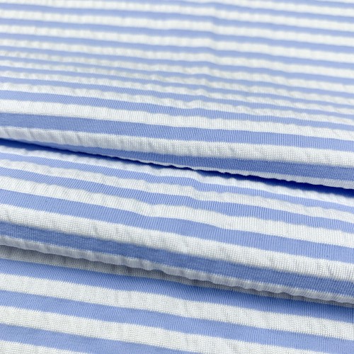 Nylon Polyester Stripe Bubble Crinkle Swimwear Fabric 230gsm 147cm