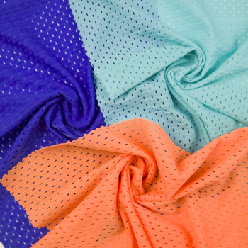 Nylon Spandex Large Hole Plain Weave Double Stretch Mesh Fabric 180gsm 157cm