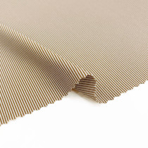 Polyester Elastane Brown Yarn Dyed Fine Stripe Wash and Set Fabric 160gsm 152cm