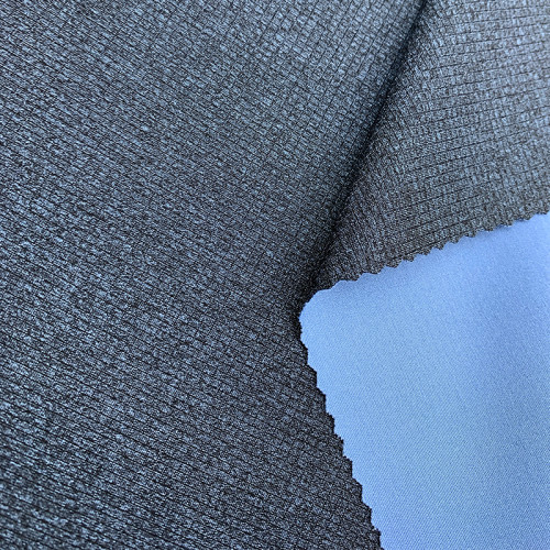 Polyester Nylon Spandex Double Face Two Tone Blended Yarn Heather Gray Plaid Fabric 270gsm 170cm