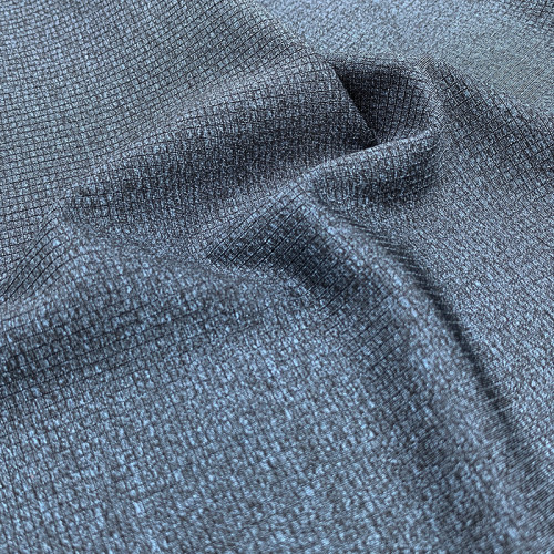 Polyester Nylon Spandex Double Face Two Tone Blended Yarn Heather Gray Plaid Fabric 270gsm 170cm