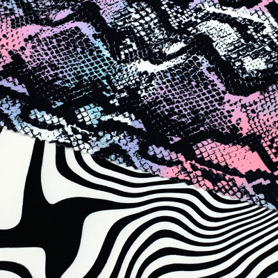 Low MOQ Digital Printed Snake Skin Polyester Spandex Elastic Fabrics for Clothing Yoga Pants Activewear Sportswear