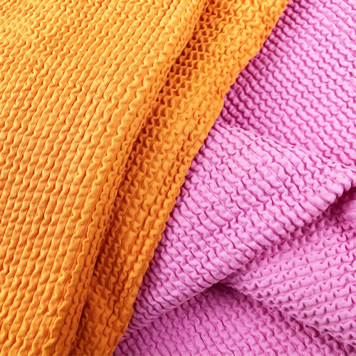 Customized Stretchy Soft Seersucker Crinkle Fabric Polyamide Corn Spun Yarn for Swimming Clothes