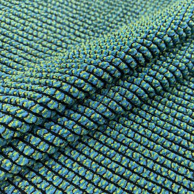 Rib Stripes Jacquard Lurex Shiny Breathable Polyester Spandex Crinkle Textured Fabric for Swimwear Bikini Dress and Girls