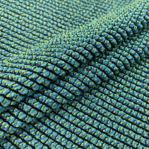 Rib Stripes Jacquard Lurex Shiny Breathable Polyester Spandex Crinkle Textured Fabric for Swimwear Bikini Dress and Girls