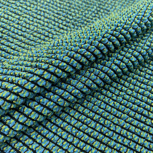Rib Stripes Jacquard Lurex Shiny Breathable Polyester Spandex Crinkle Textured Fabric for Swimwear Bikini Dress and Girls