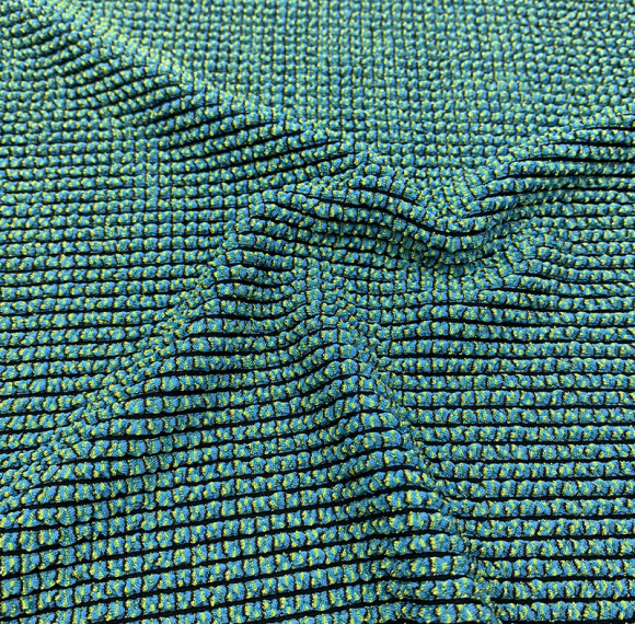 Rib Stripes Jacquard Lurex Shiny Breathable Polyester Spandex Crinkle Textured Fabric for Swimwear Bikini Dress and Girls
