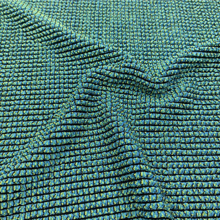Rib Stripes Jacquard Lurex Shiny Breathable Polyester Spandex Crinkle Textured Fabric for Swimwear Bikini Dress and Girls